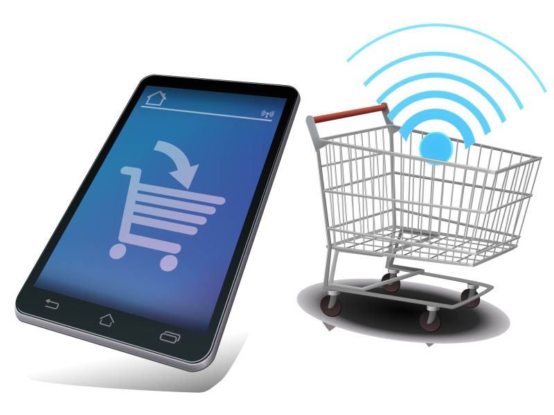 创意矢量无线设备在线购物图标