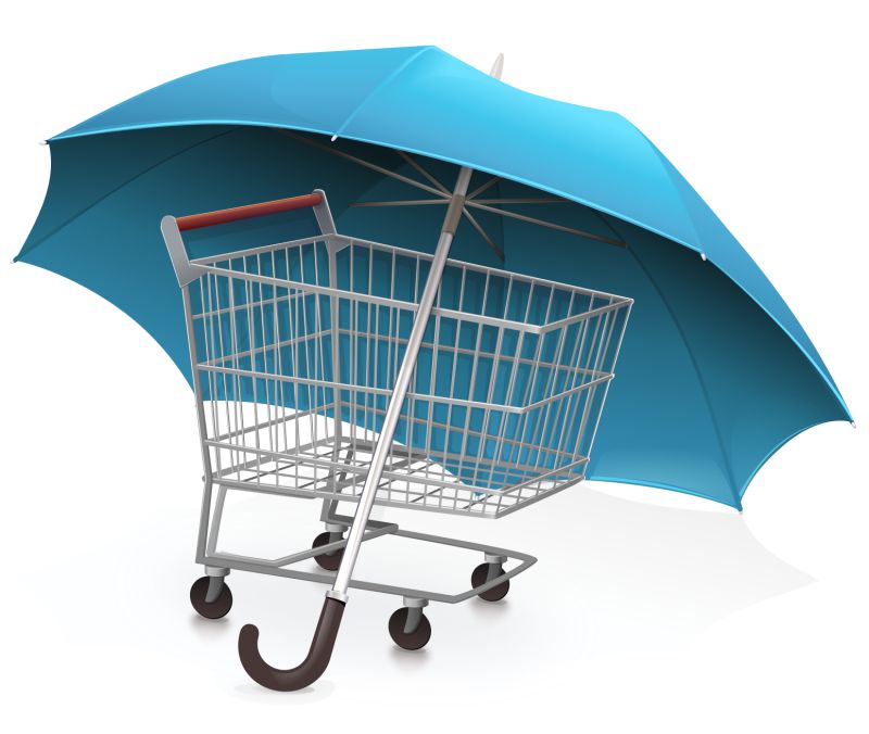 创意矢量购物车保障概念的图标设计