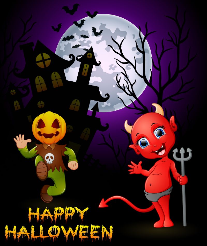 卡通风格的万圣节海报矢量设计