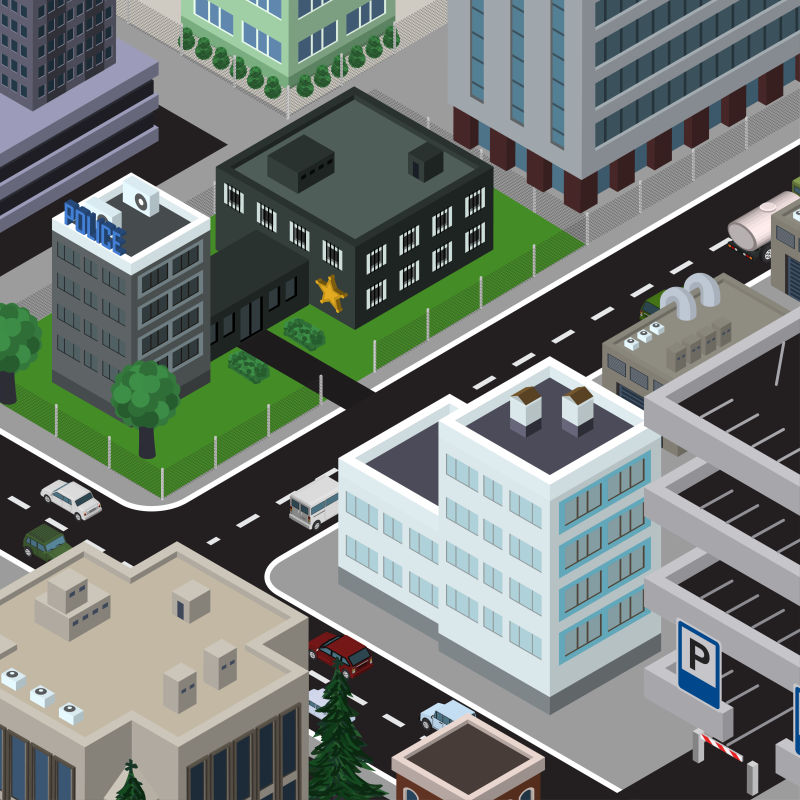 创意矢量城市工厂道路插图