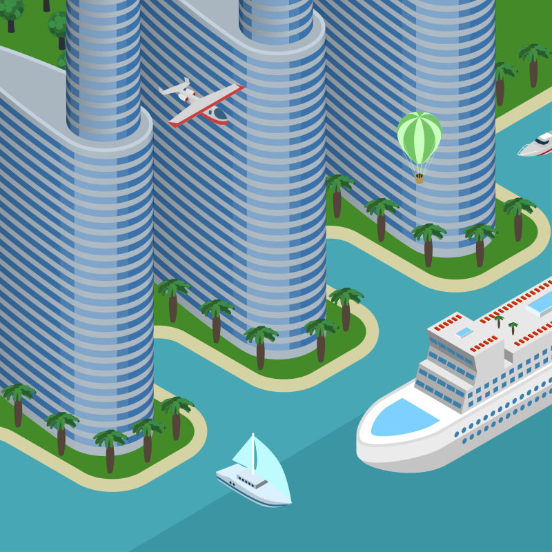 创意矢量城市小镇道路的插图