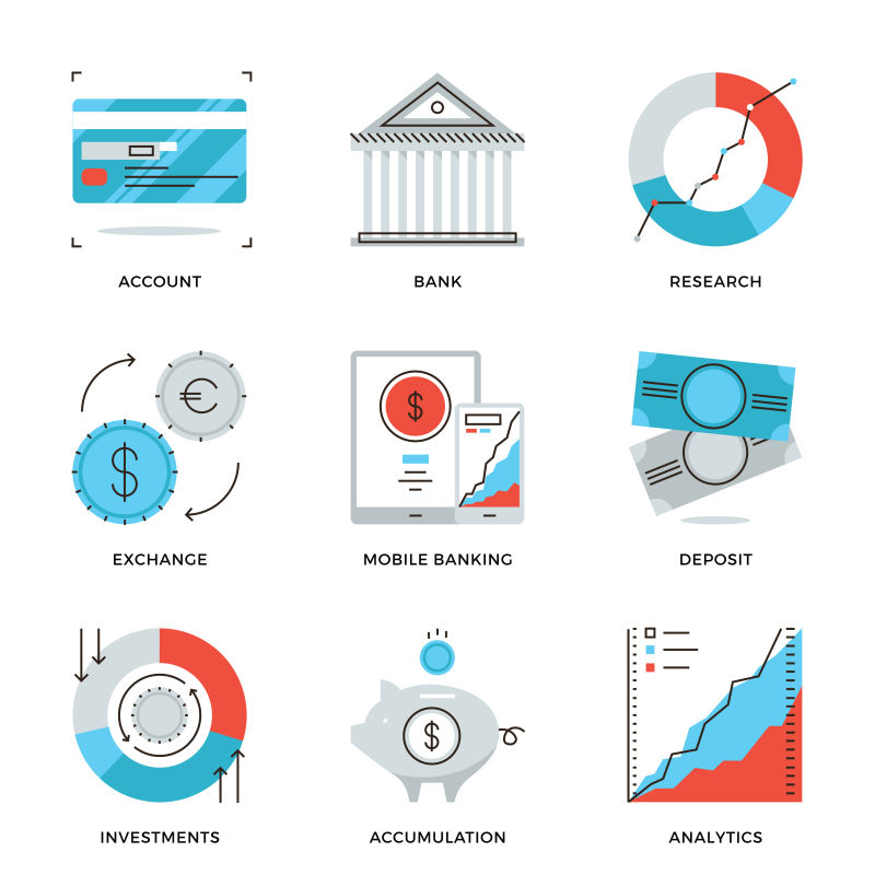 创意矢量银行金融概念的图标设计