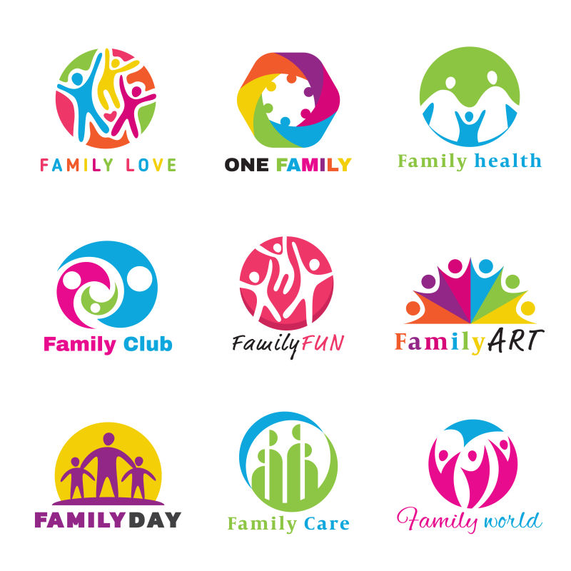 创意矢量彩色家庭概念的标志设计