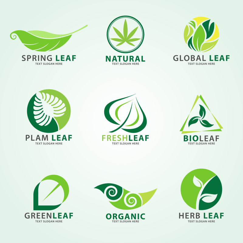 矢量绿叶生态的商业标志设计
