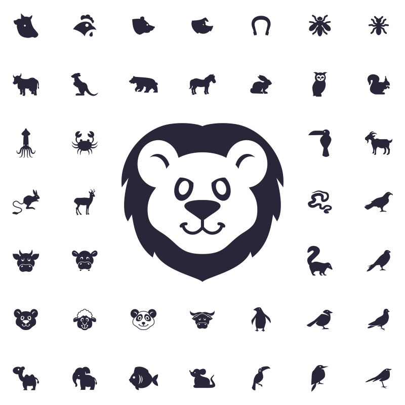 矢量特大号的狮子创意图标设计