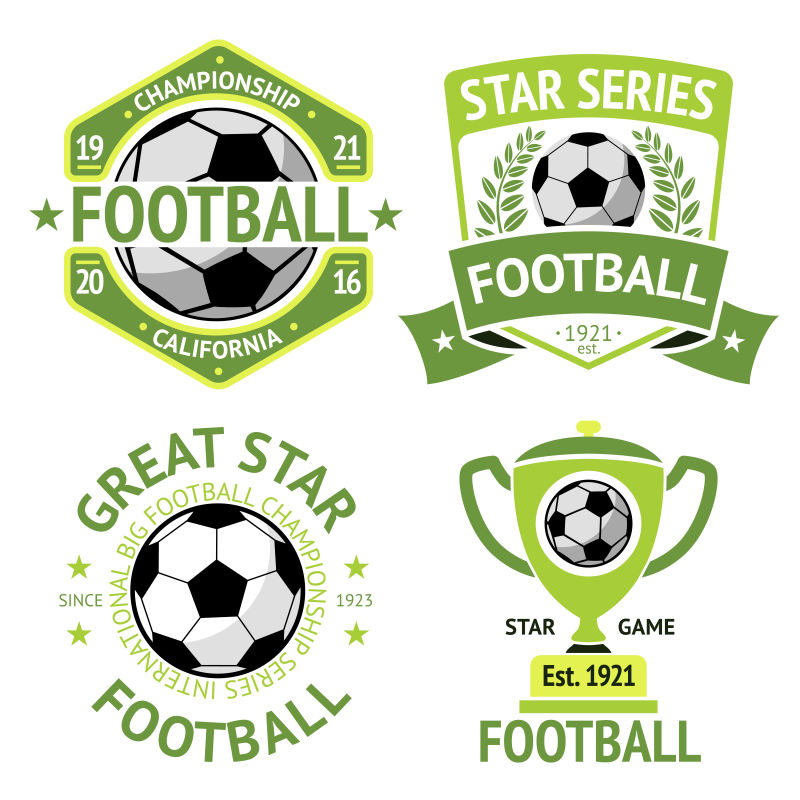 创意矢量绿色老式足球标志设计