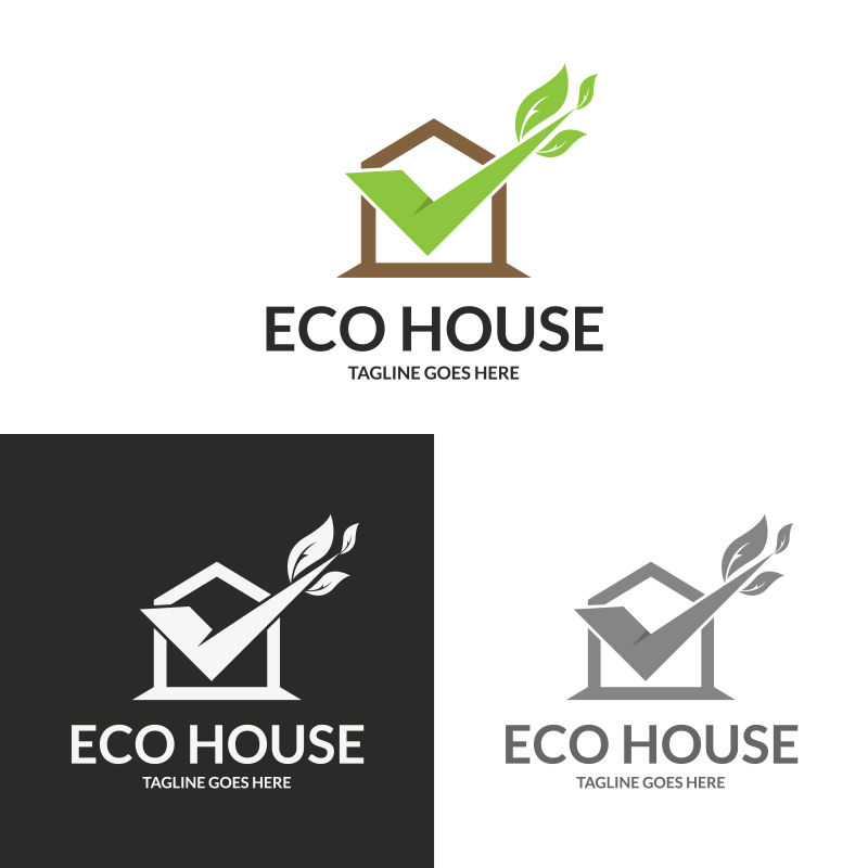 创意生态住宅的标志设计矢量