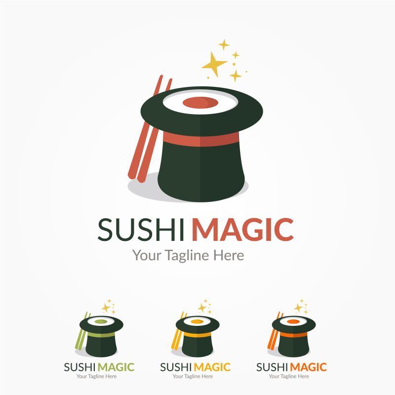 矢量抽象寿司魔法标志设计