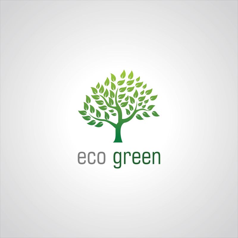 创意矢量生态绿树图形的标志设计
