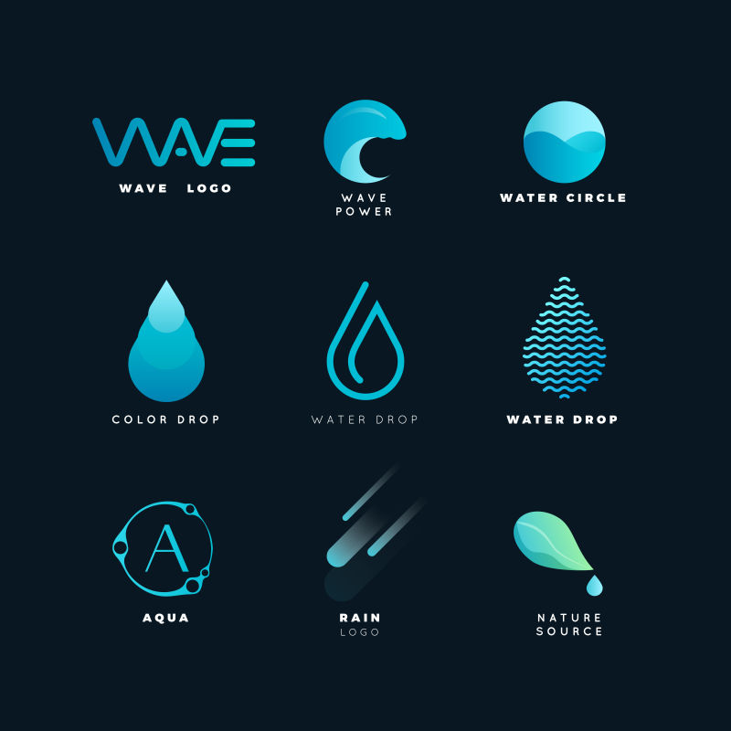 矢量抽象水滴元素的标志设计