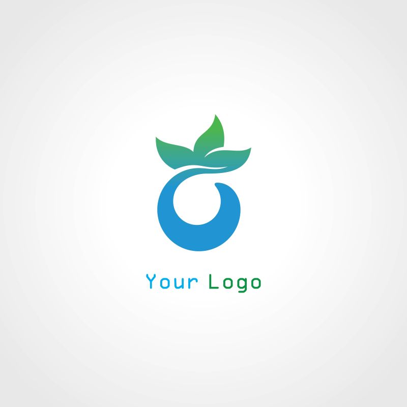 创意矢量蓝色绿叶生态字母标志设计