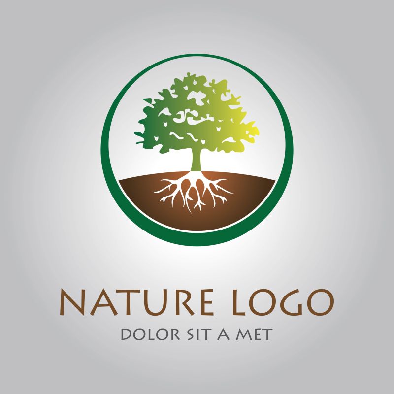 矢量绿色植物自然标志设计