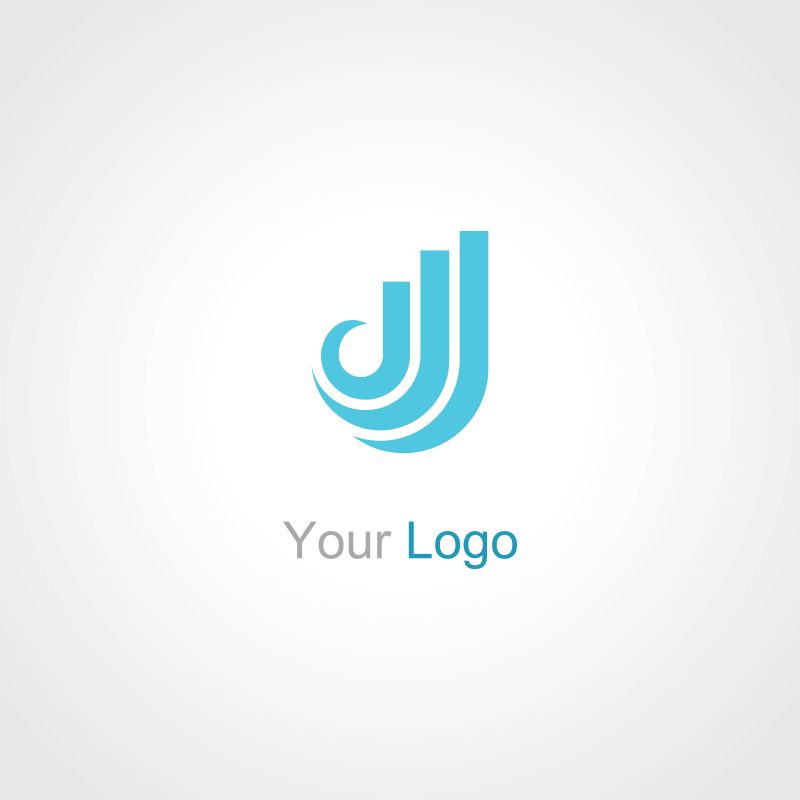 创意矢量抽象蓝色字母j的标志设计