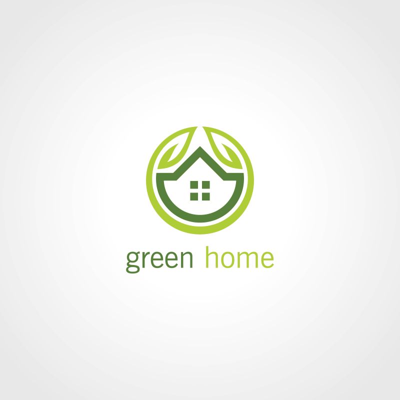 矢量绿色生态房屋概念的标志设计