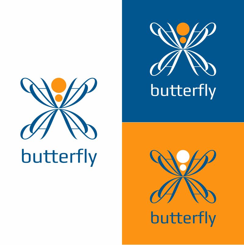 创意矢量蝴蝶的简易图标设计