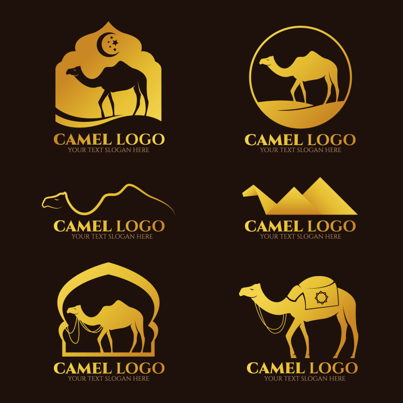 矢量金色骆驼标志设计