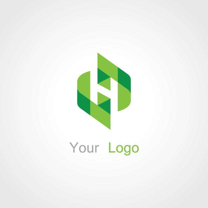 创意矢量绿色h字母的标志设计