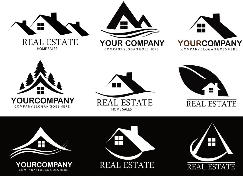 创意矢量抽象房地产标志设计