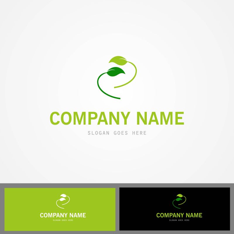 创意抽象矢量绿色植物标志设计