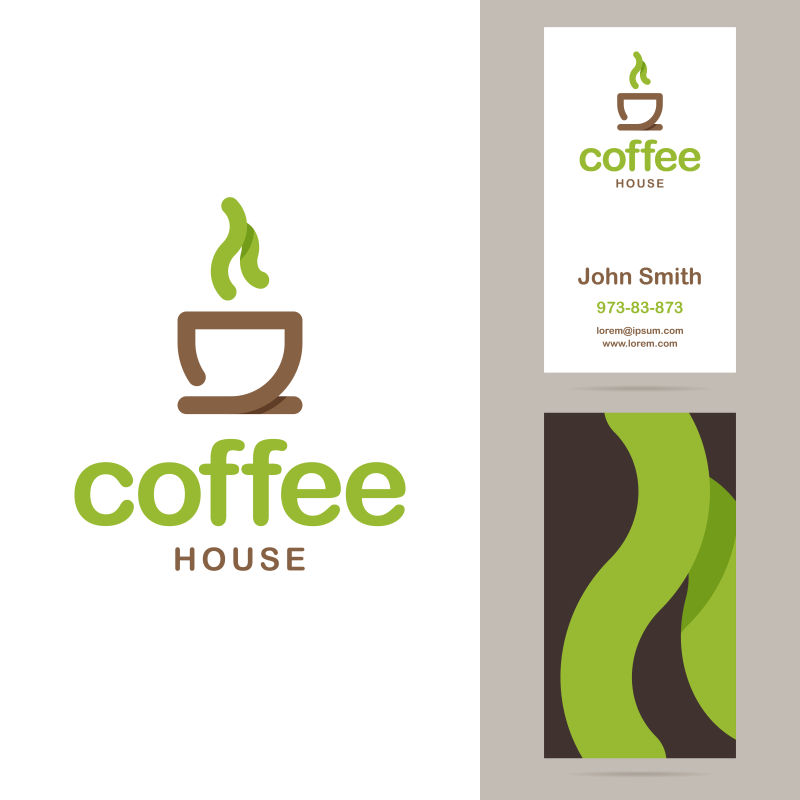 矢量创意咖啡的标志名片设计