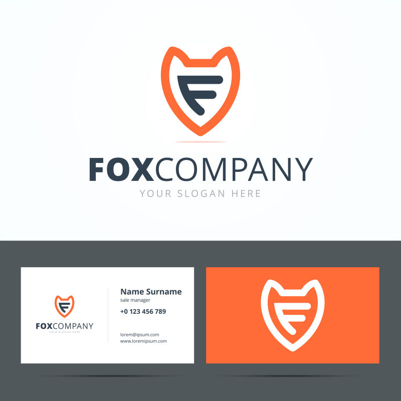 创意矢量狐狸保险的名片标志设计