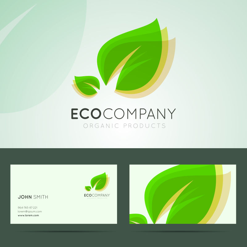 创意矢量绿叶生态名片标志设计