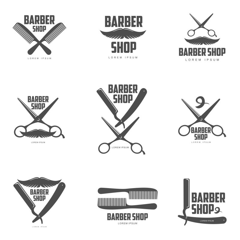 矢量理发店的标志创意设计