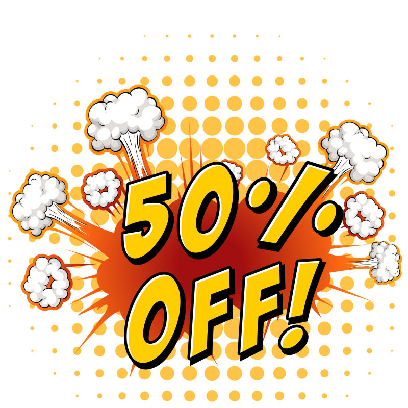 矢量漫画风的促销标签设计