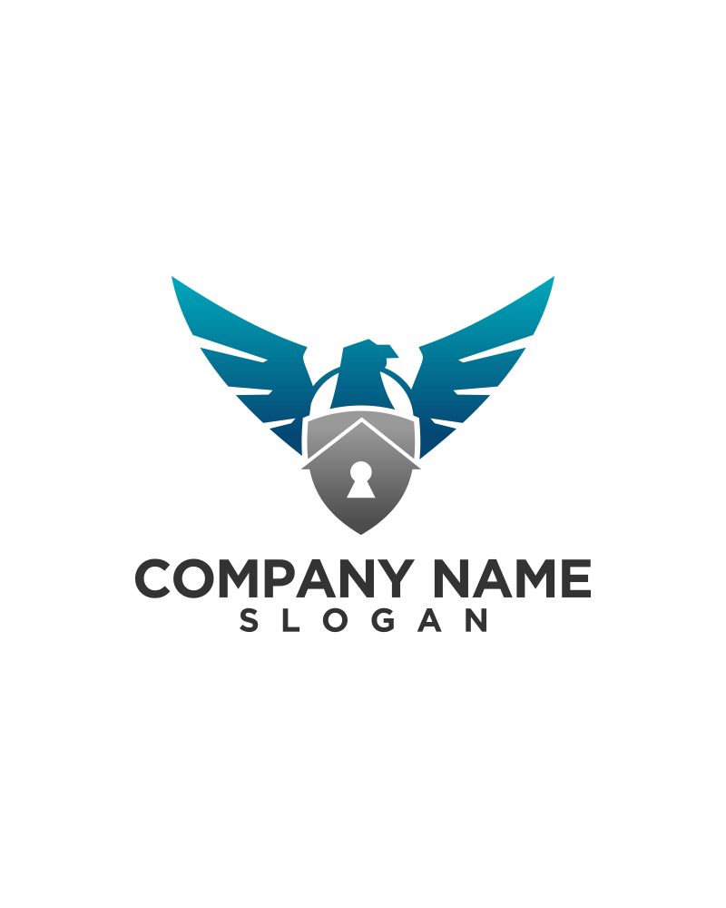 创意矢量飞起的老鹰简易标志设计