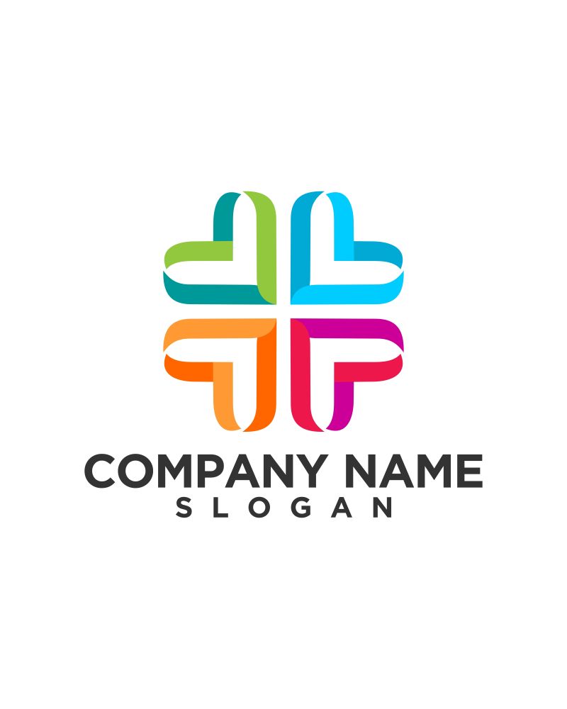 创意矢量彩色爱心的标志设计