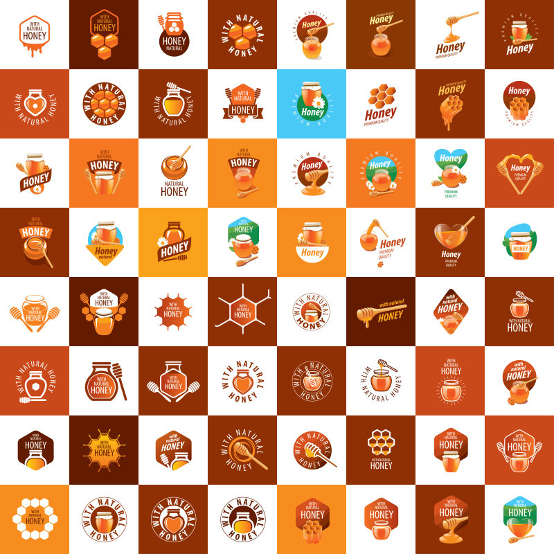 矢量蜂蜜的平面标志设计