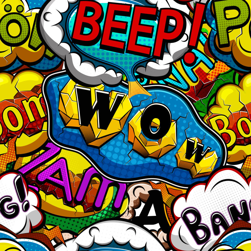 创意矢量五彩的漫画效果框设计