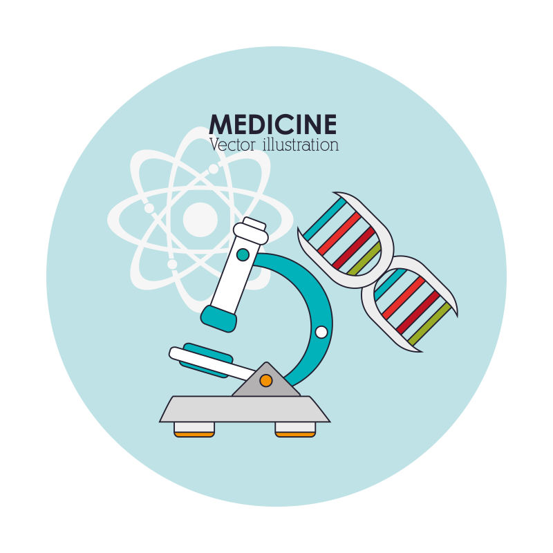 显微镜图案的矢量医院标志设计