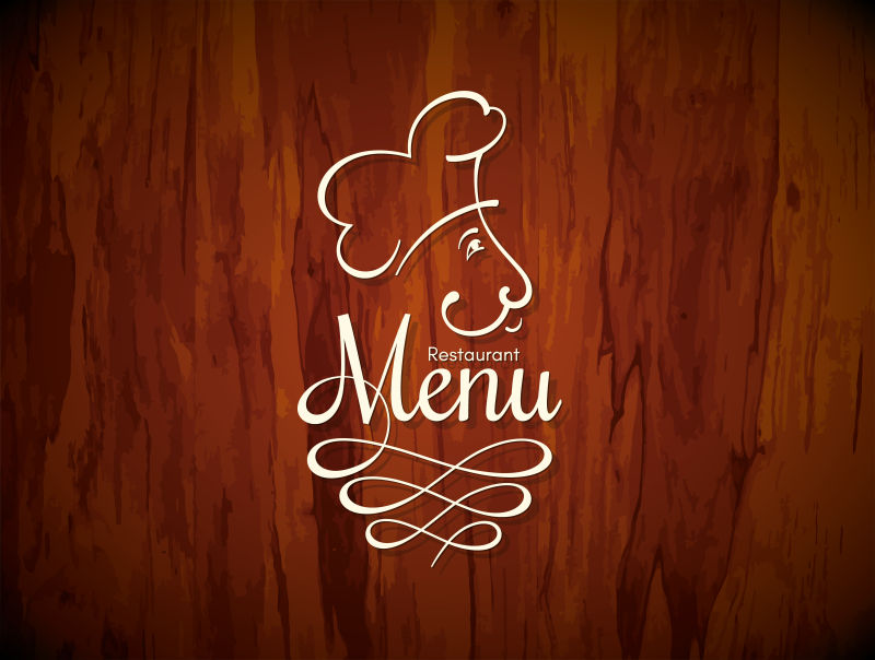 矢量的木制底纹餐厅菜单设计