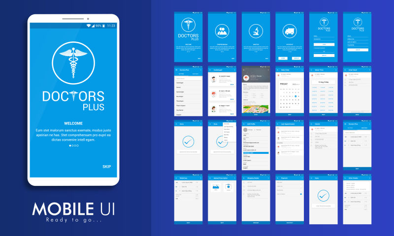 智能手机医疗应用界面矢量设计