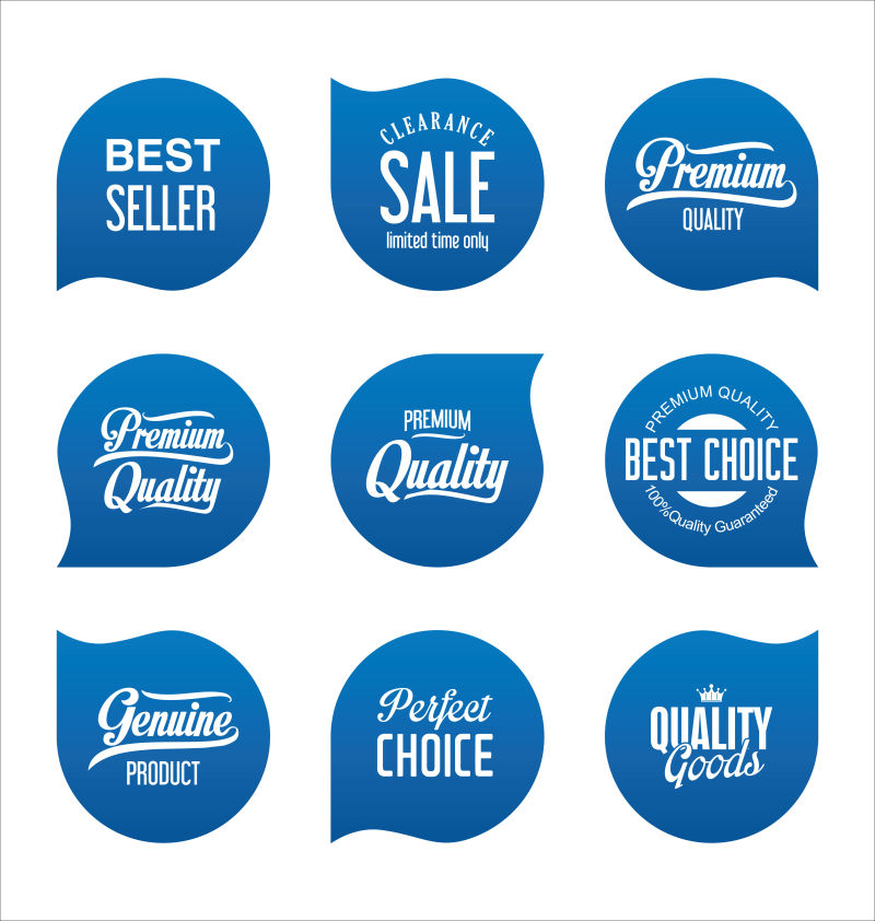 蓝色水滴样式的矢量销售标签设计