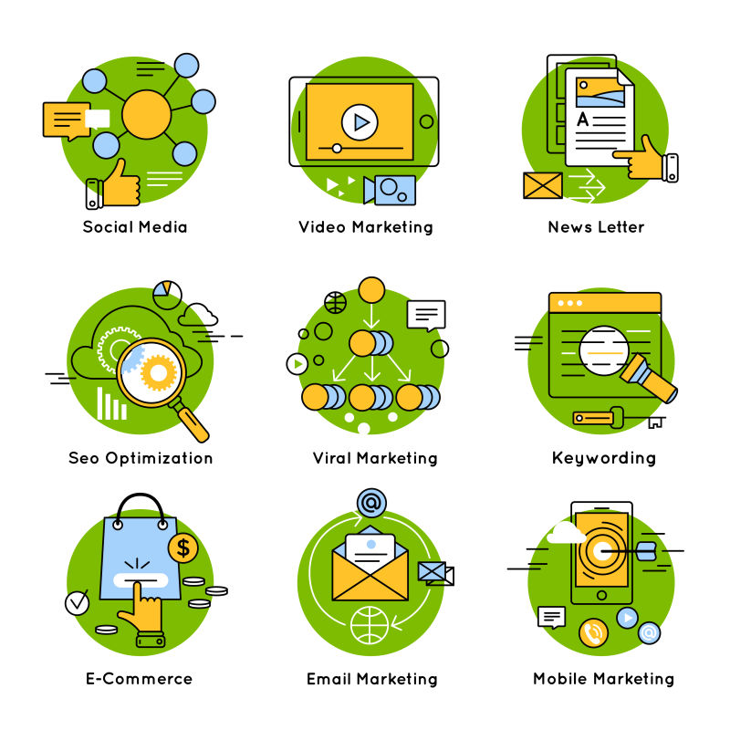 SEO优化概念图标矢量设计