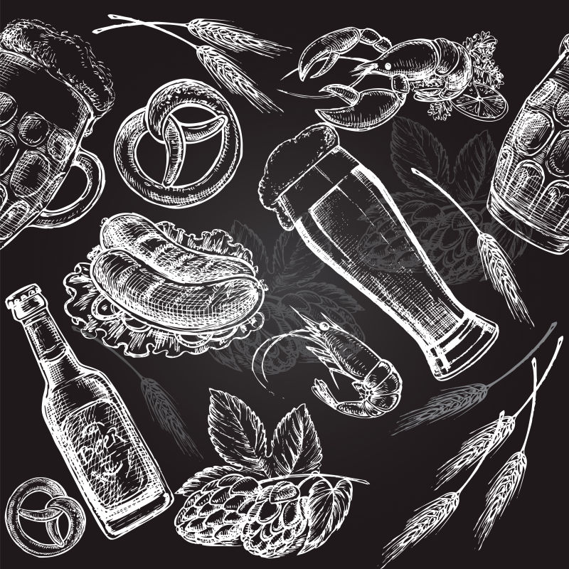 矢量黑板风格的啤酒节插图