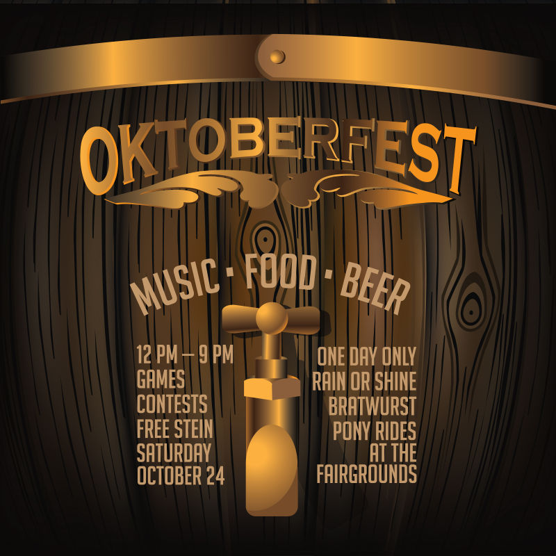 矢量木纹上的啤酒节创意海报设计