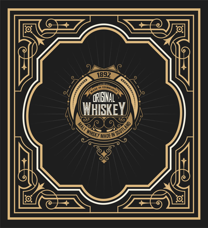 矢量老式威士忌标签设计