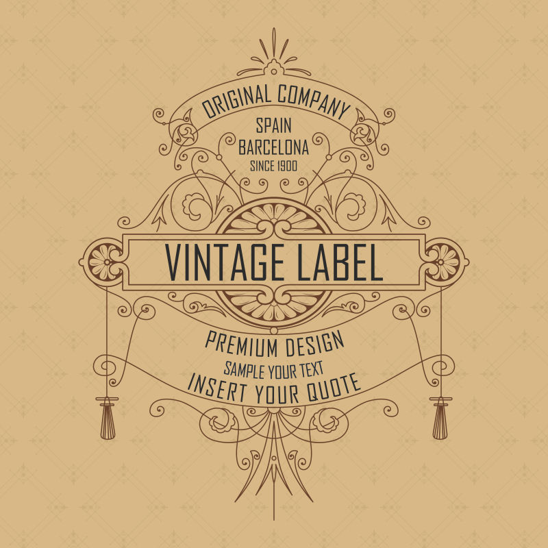 矢量旧式花卉装饰标签设计