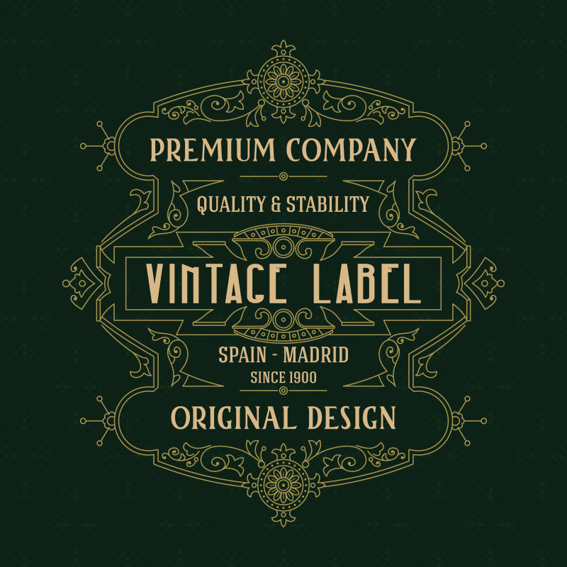 古典老式矢量花卉装饰标签设计