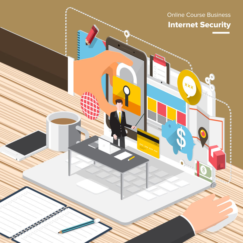 矢量的网络安全交易概念插图