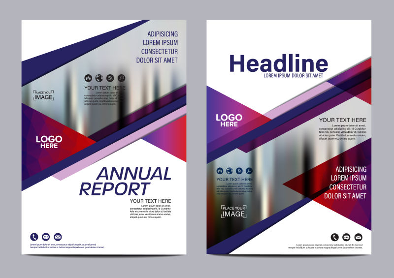 创意矢量紫色几何元素的单页版式设计