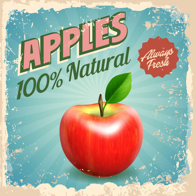 创意矢量复古风格的苹果海报设计