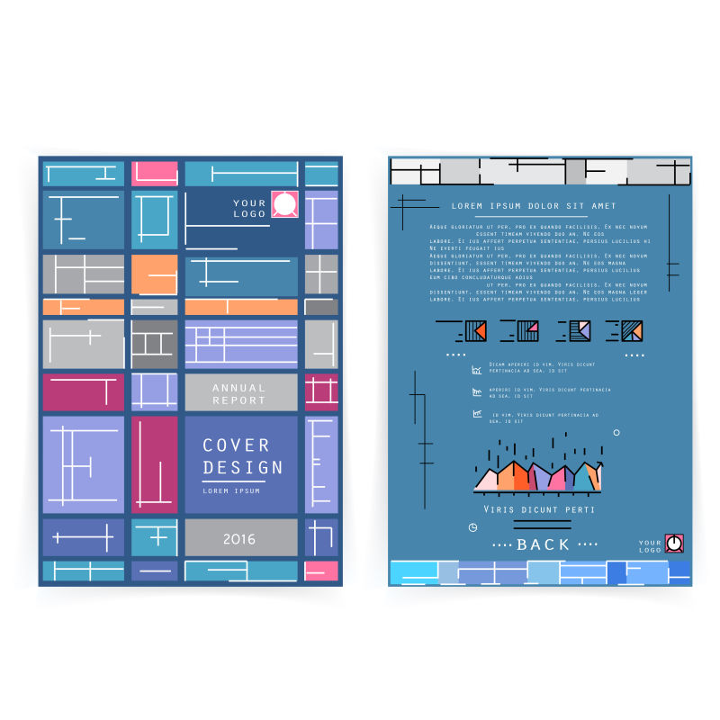 创意矢量数字化几何商业报告封面设计