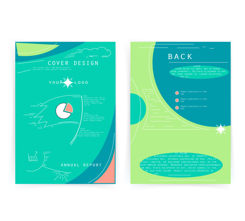 创意矢量绿色主题的商业报告封面设计