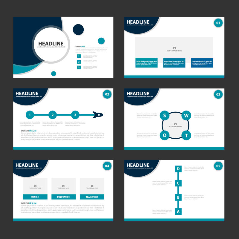 蓝色的信息演示图表矢量设计
