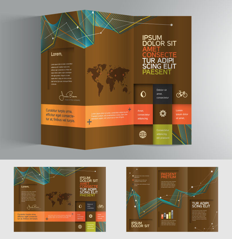 创意矢量棕色典雅的宣传册设计