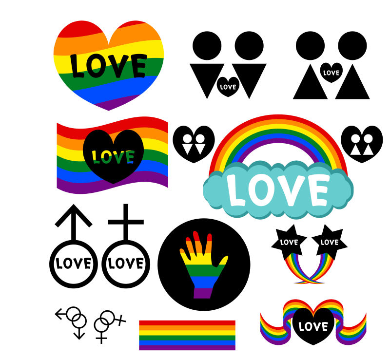 创意同志概念的创意心形图标设计